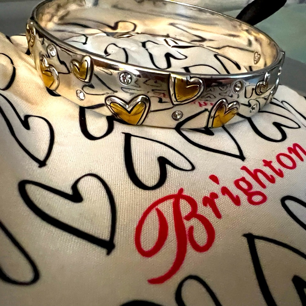 Brighton Bangle Silver with Gold Hearts